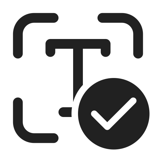 Fluent, scan, type, checkmark, regular icon