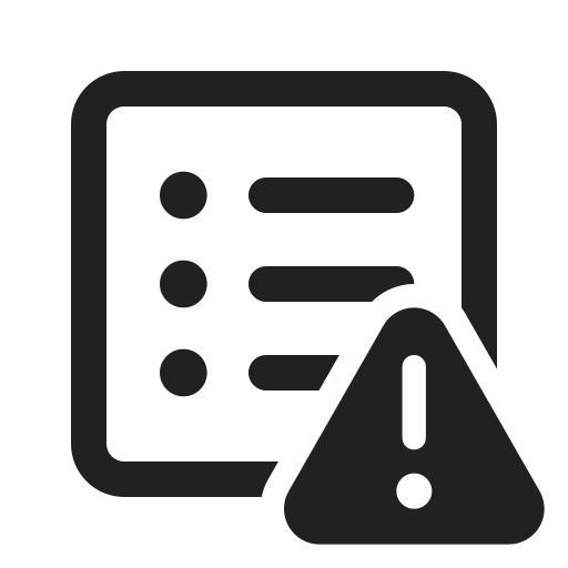 Ic, fluent, text, bullet, list, square, warning icon