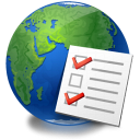 Checklist, earth, global, service, world icon