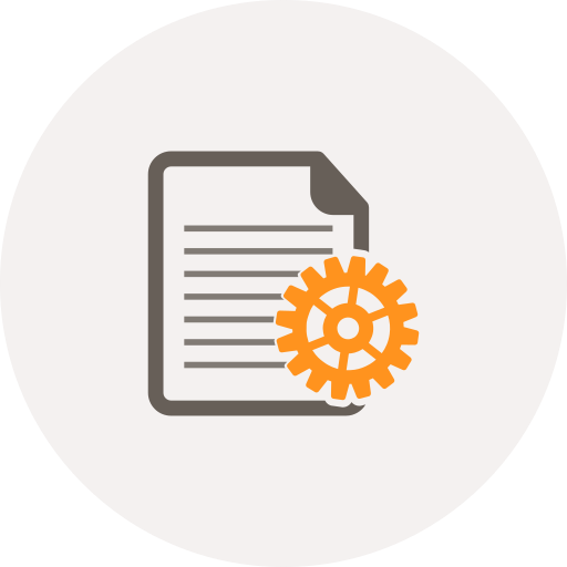 Document, editor, extension, file, format, gear, settings icon