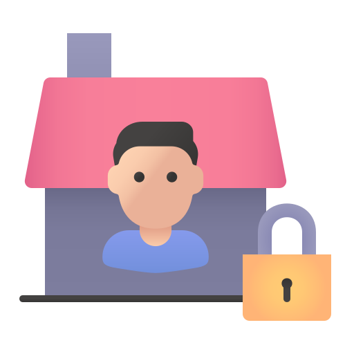 House, lock, quarantine, secured, stayhome, user icon