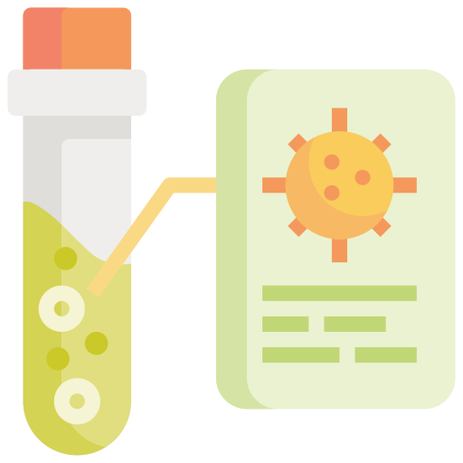 Data, disease, information, laboratory, research, science, virus icon