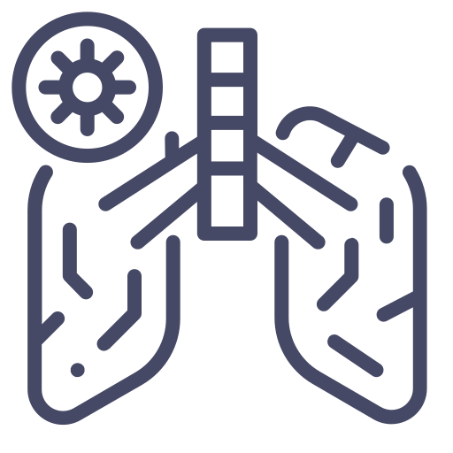 Human anatomy, infected, lungs, organ, virus icon