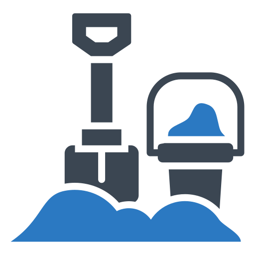 Bucket, sand, shovel, snow, winter icon