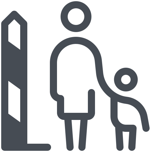 Country, border, woman, child, immigration, refugees, war icon