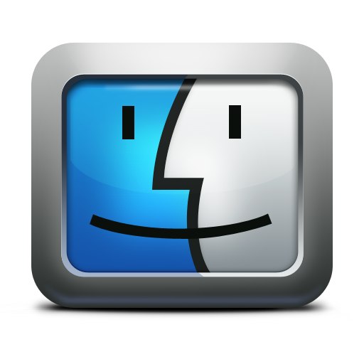 Finder, mac os x, apple, face, mettalic icon