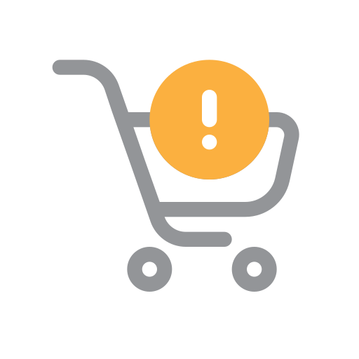 E-commerce, online, shopping, ui, trolley cart, warning, buy icon