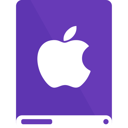 Apple, dp, drive, white icon