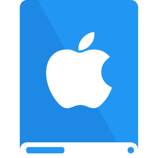 Apple, blue, drive, white icon