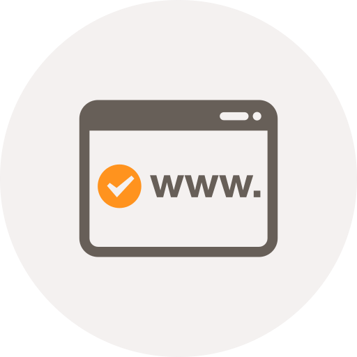 Browser, checked, domain, internet, url, window, www icon