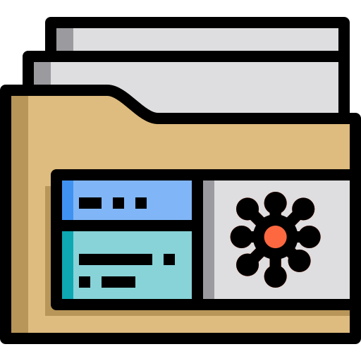 Color, covid, data, database, document, folder, lineal icon