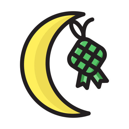 Moslem, fasting, islam, moon, food, ketupat, ramadan icon