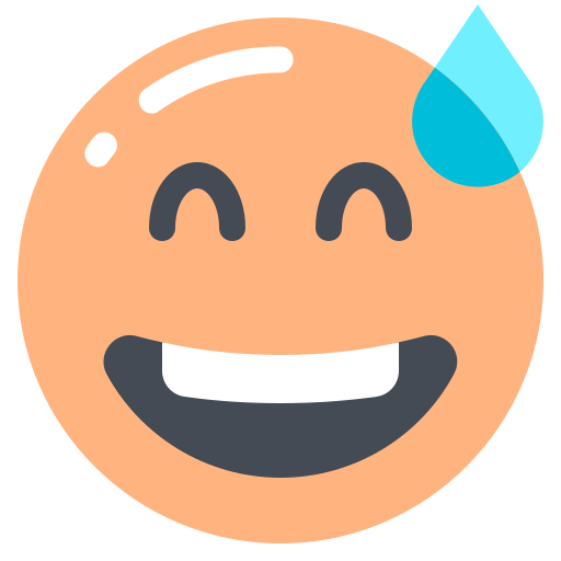 Face, grinning, sweat, with icon