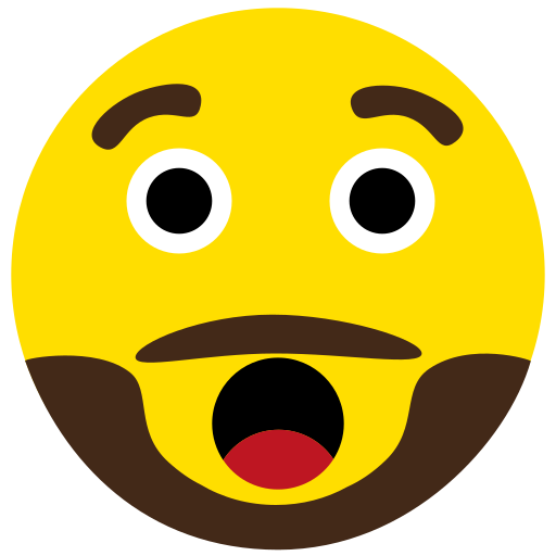 Amazed, beard, emoji, face icon