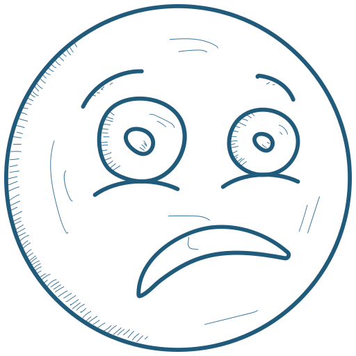 Emoji, emoticon, exhausted, face, sad, tired, unhappy icon