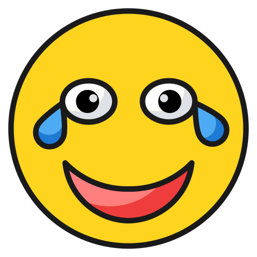 Emoji, emoticon, face, happy, laugh, smile, tear icon