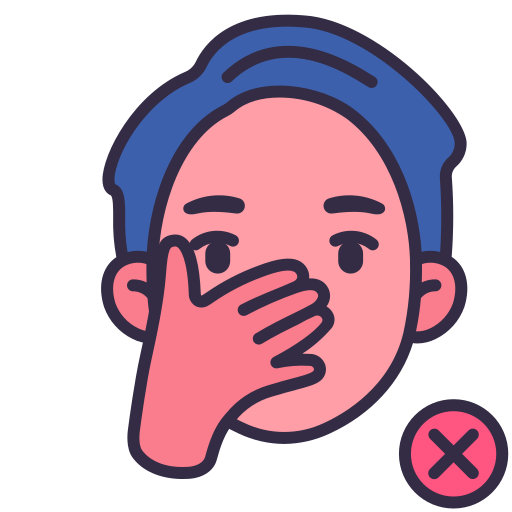 Coronavirus, covid, face, hand, man, no, touch icon