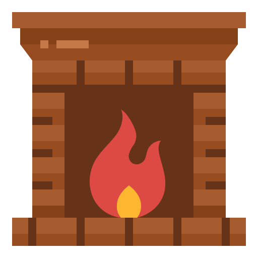 Chimney, fireplace, living, room, warm icon