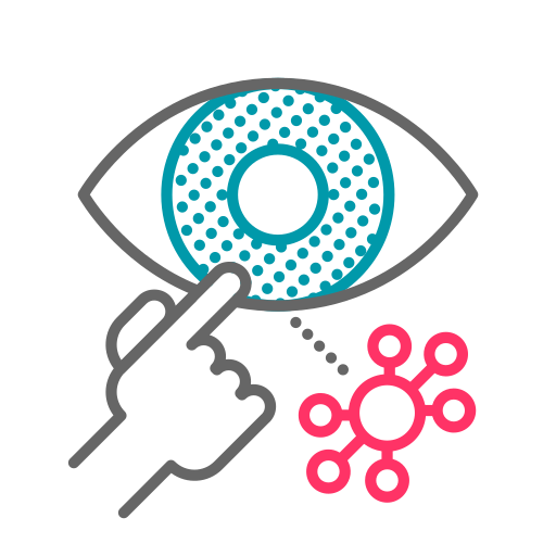 Contamination, coronavirus, covid19, eye, infection, touch, virus icon