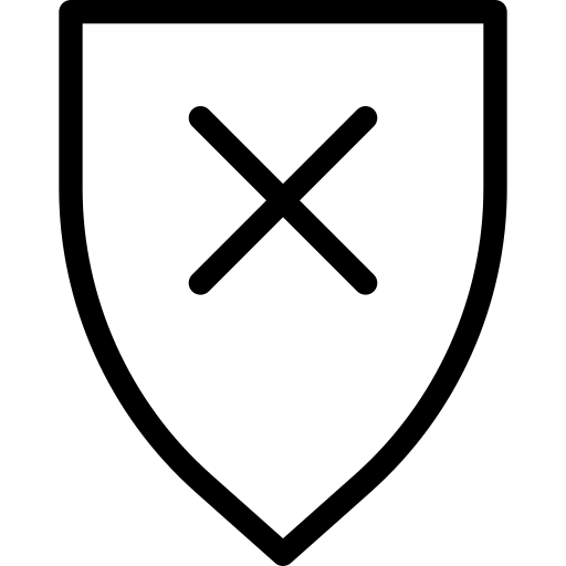 Close, decline, delete, interface, reject, shield, virus icon