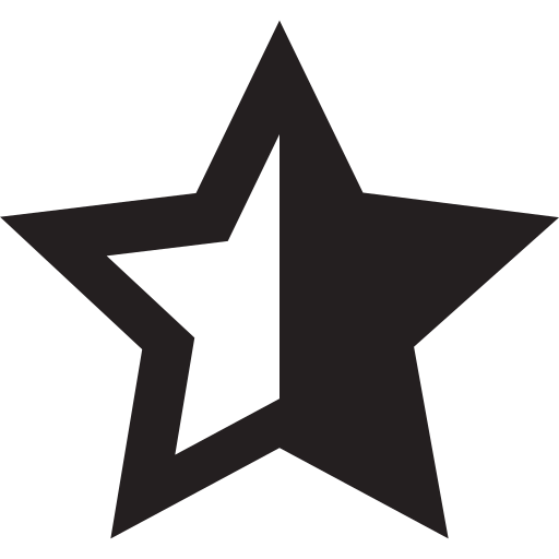 Half, rating, reviews, star, classification, grading, position icon