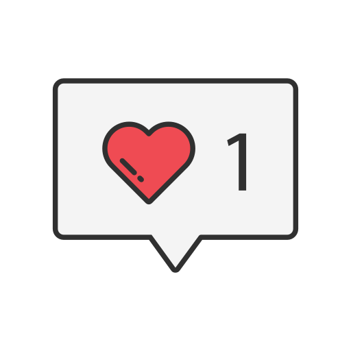 Heart, like, notification, one like icon