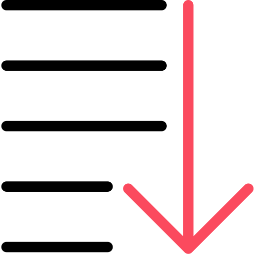 Downward, downward list, order, top to bottom icon