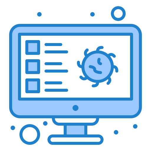 Computer, record, scan, screening, virus icon