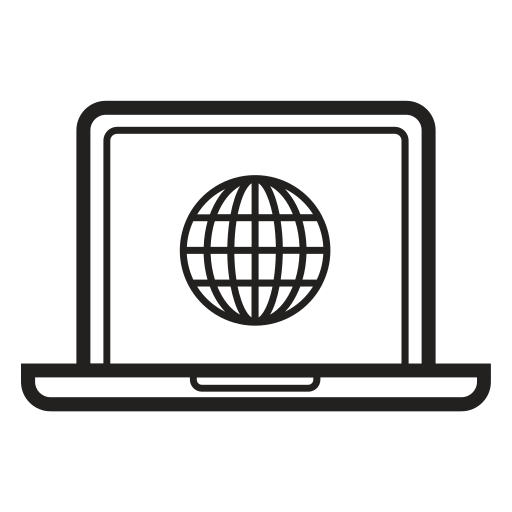 Bussiness, computer, globe, international, internet, laptop, media icon