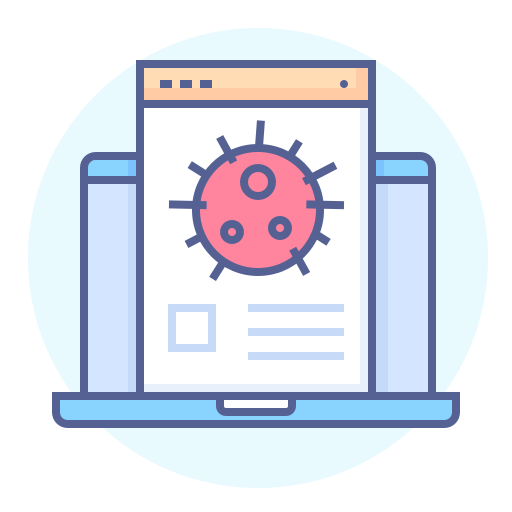 Coronavirus, information, laptop, media icon