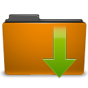 Orange, folder, download, arrow, down icon
