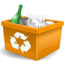 Orange, trashcan, new, garbage, recycle bin icon
