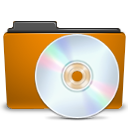 Cd, folder, orange icon