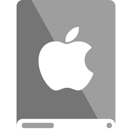 Apple, drive, grey, white icon