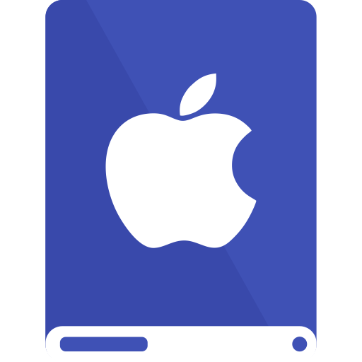 Apple, drive, indigo, white icon
