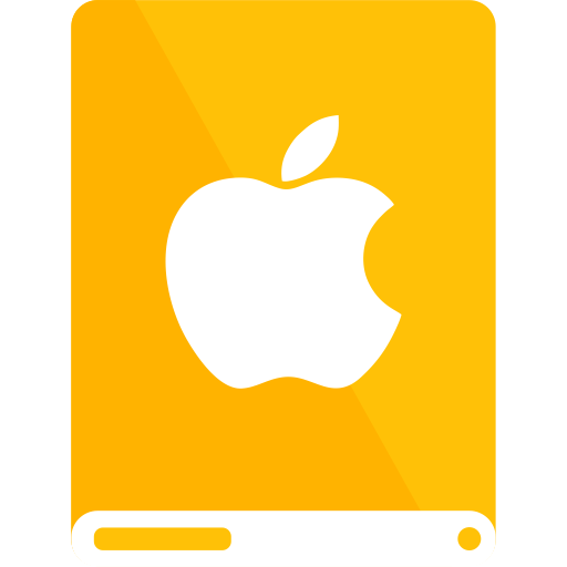 Amber, apple, drive, white icon