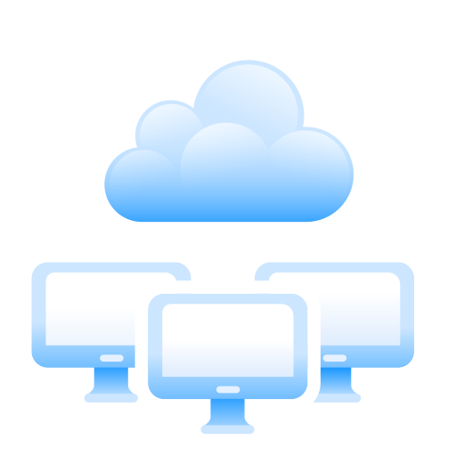 Cloud, hosting, monitors, shared icon