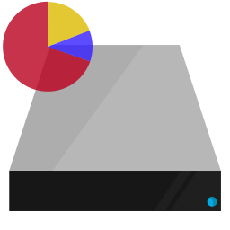 Drive, pie, chart, hardware, shading, data icon