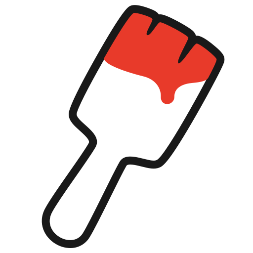 Brush, paint, red icon