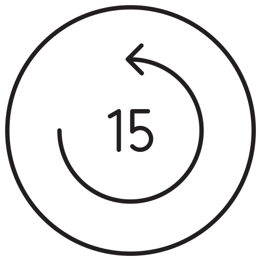 15 sec, 30 sec, backward, fast backward, forward icon