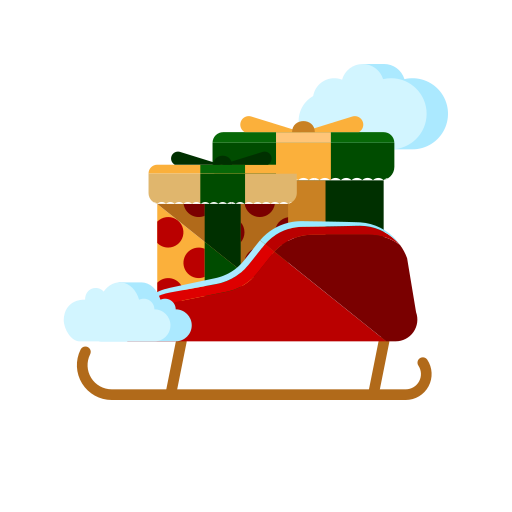 Christmas, fly, gifts, merry, presents, santa, sled icon