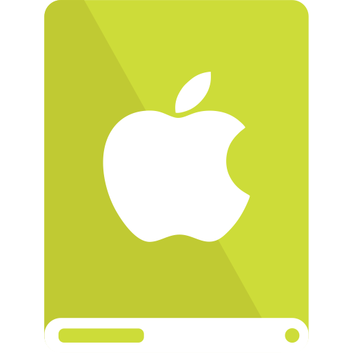 Apple, drive, lime, white icon