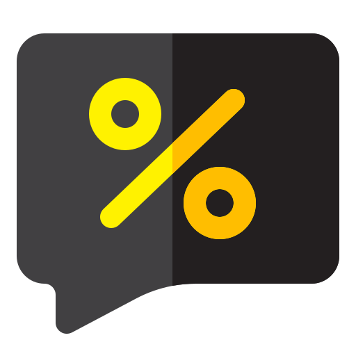 Discount, sale, shop, talk icon