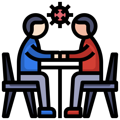 Communication, coronavirus, man, meeting, talking icon