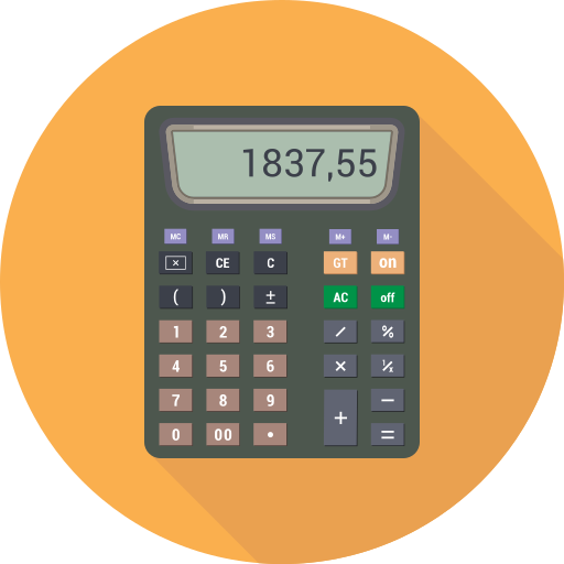 Calc, calculating, calculator, digital icon