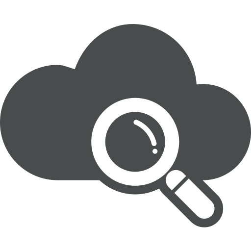 Cloud, cloud computing, explore, find, magnifier, search, seo icon
