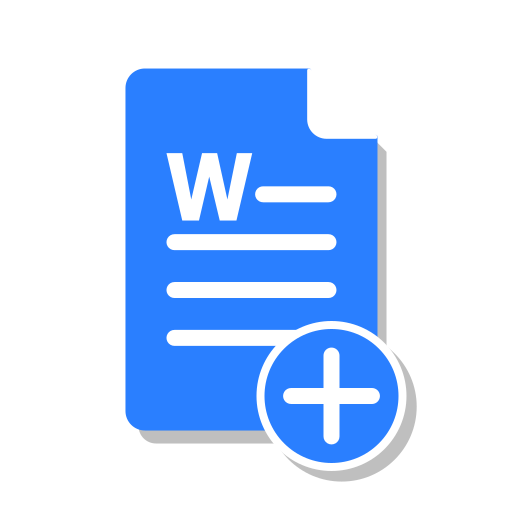 Add, blue, create, doc, file, office, word icon