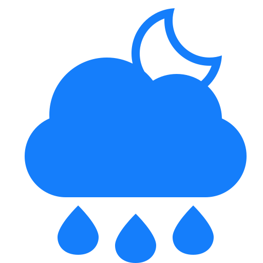 Raindrops, moon, cloud icon