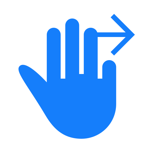 Swipe, three, right, fingers icon