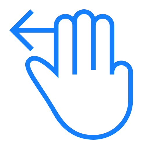 Swipe, left, three, fingers icon